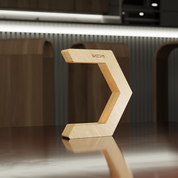 Handcrafted Oak Rotatable C-Shaped Design LED Lamp