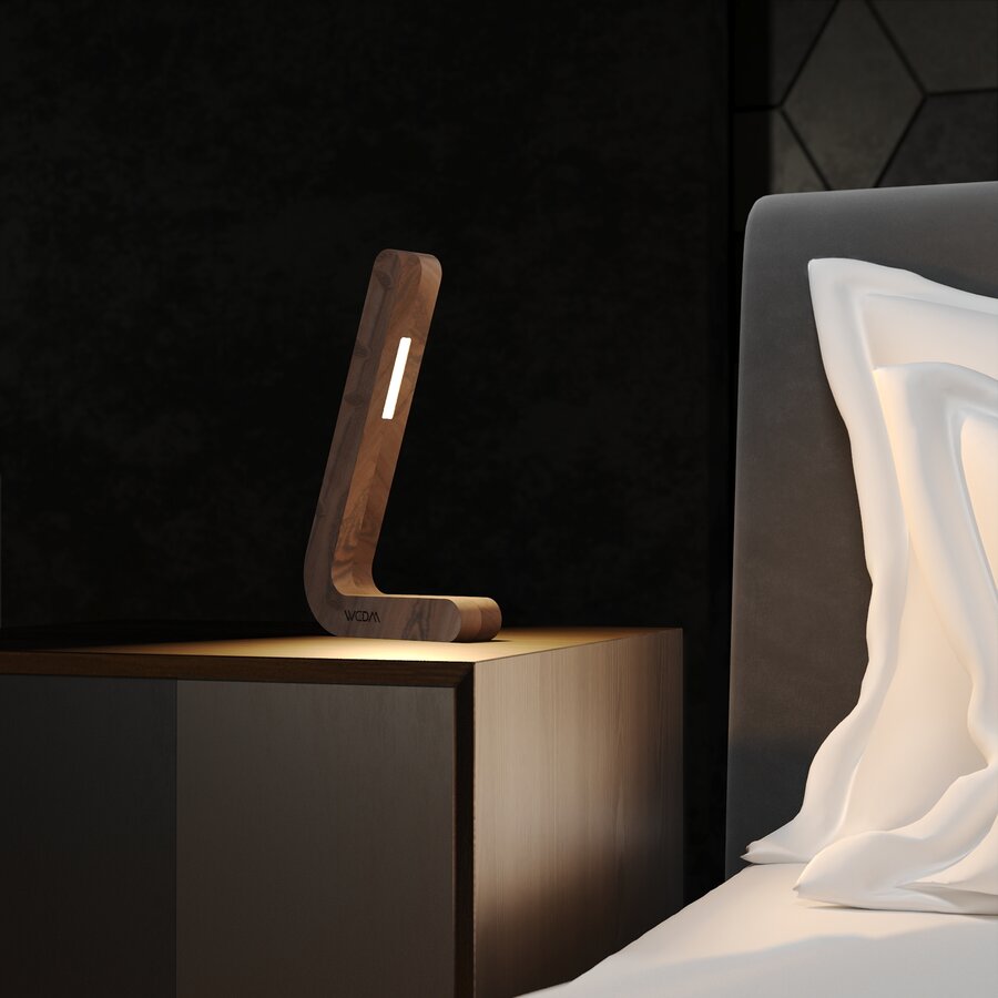 Handcrafted Walnut Lamp - 01