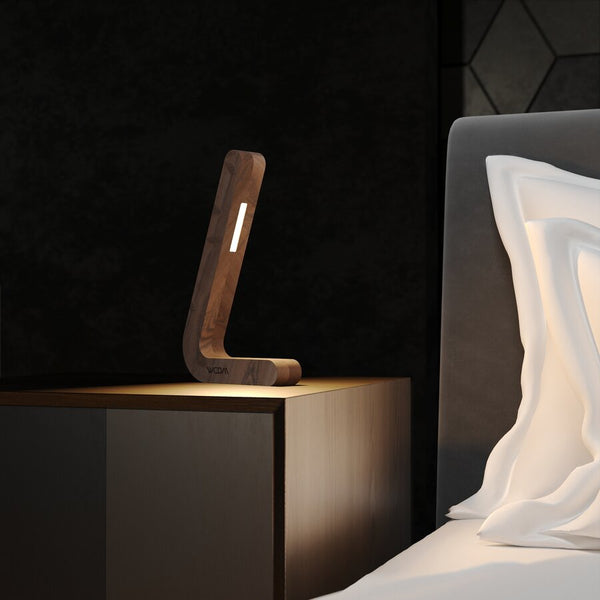 Handcrafted Walnut L-shaped Wireless Wooden Lamp