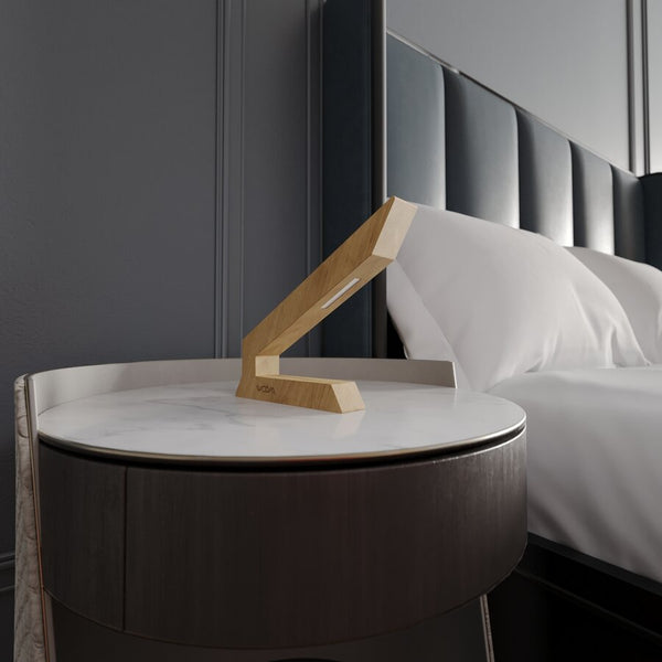 Handcrafted Oak Angular Wooden LED Table Lamp