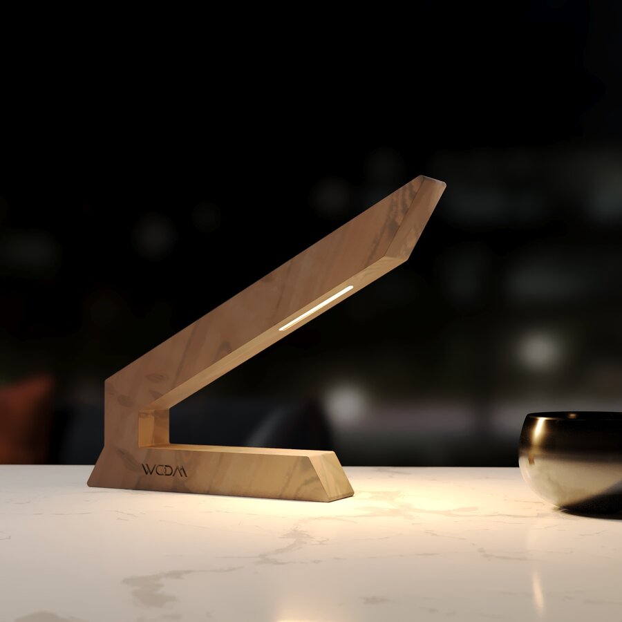 Handcrafted Walnut Lamp - 02