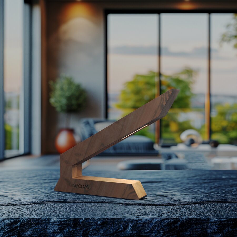 Handcrafted Walnut Lamp - 02