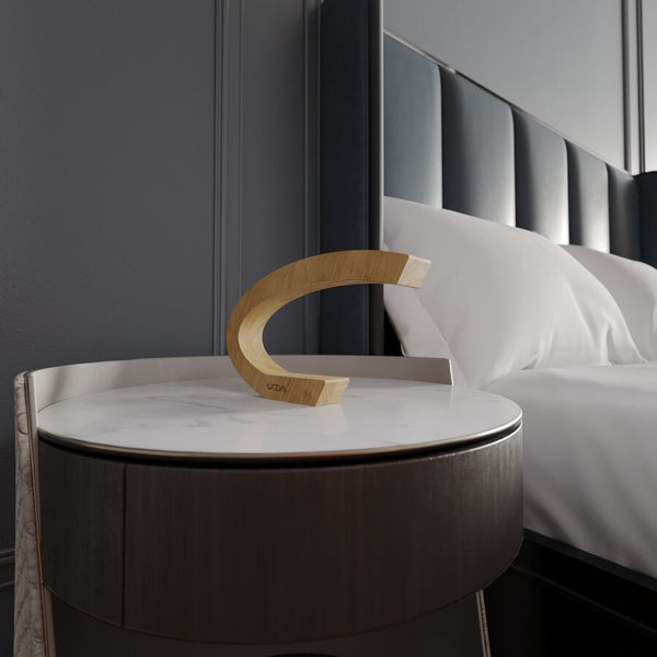 Oak C-shaped Curved Design Wood Lamp