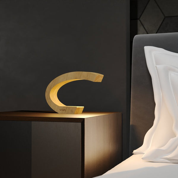 Oak C-shaped Curved Design Wood Lamp