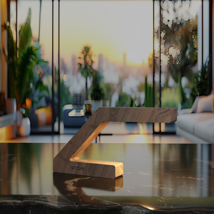  Handcrafted Walnut Z-Shaped Wooden Lamp