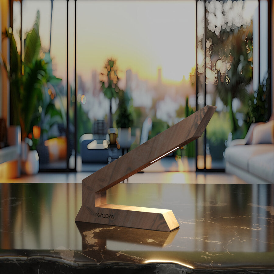 Handcrafted Walnut Lamp - 02