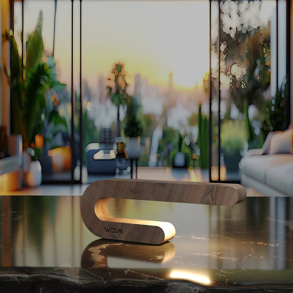 Handcrafted Walnut C Curved Wooden Desk Lamp