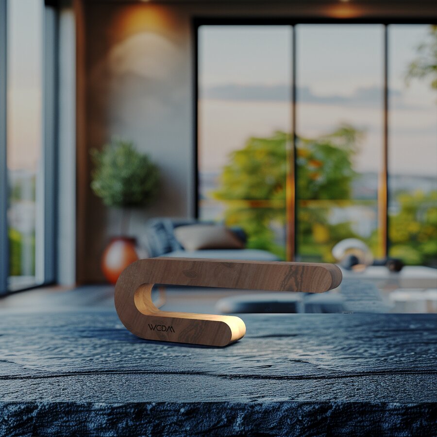 Handcrafted Walnut Lamp - 05