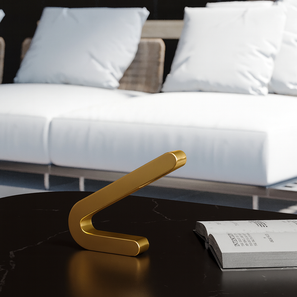 Handcrafted Gold Finish Oak Angled Wooden Lamp