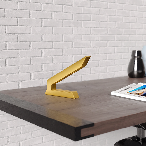 Gold Finish Handcrafted Oak Angular Wooden Lamp