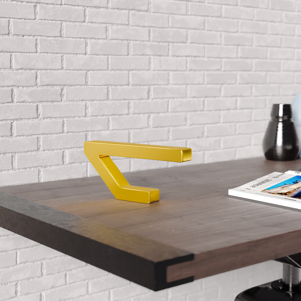 Gold Finish Handcrafted Oak Geometric Wooden Lamp