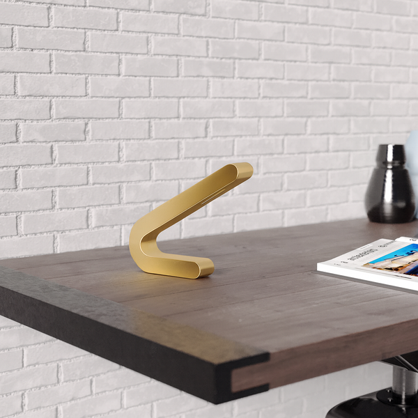 Handcrafted Gold Finish Oak Angled Wooden Lamp