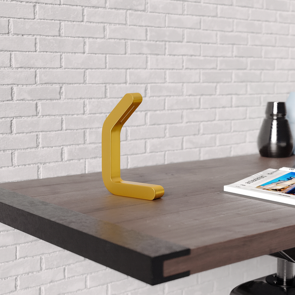 Handcrafted Gold Finish Oak Curved Wooden LED Lamp