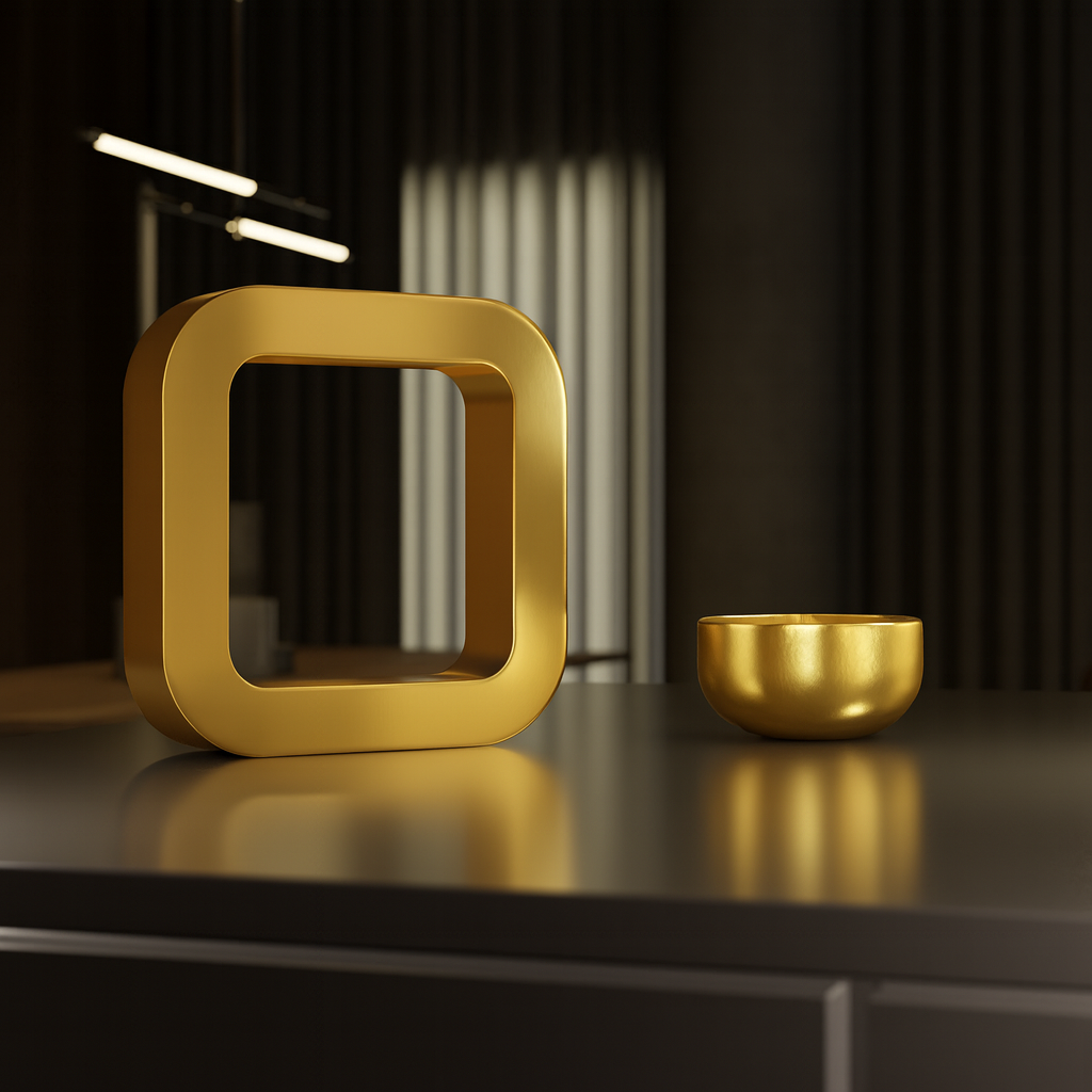 Handcrafted Gold Finish Oak Rotatable Square Wooden Lamp