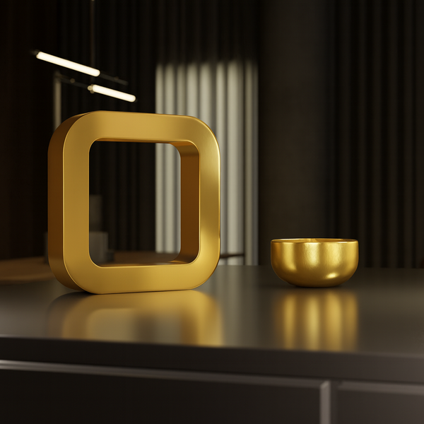 Handcrafted Gold Finish Oak Rotatable Square Wooden Lamp