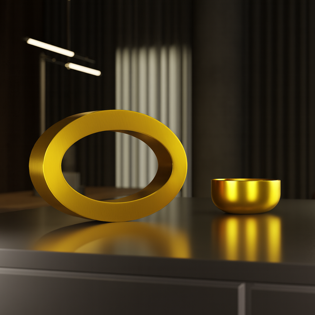 Gold Finish Handcrafted Oak Rotatable Wooden Oval Lamp