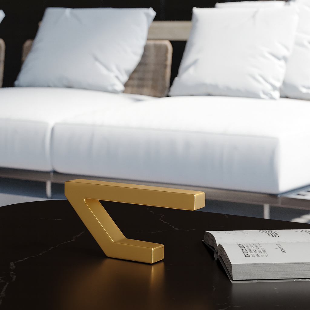 Gold Finish Handcrafted Oak Geometric Wooden Lamp