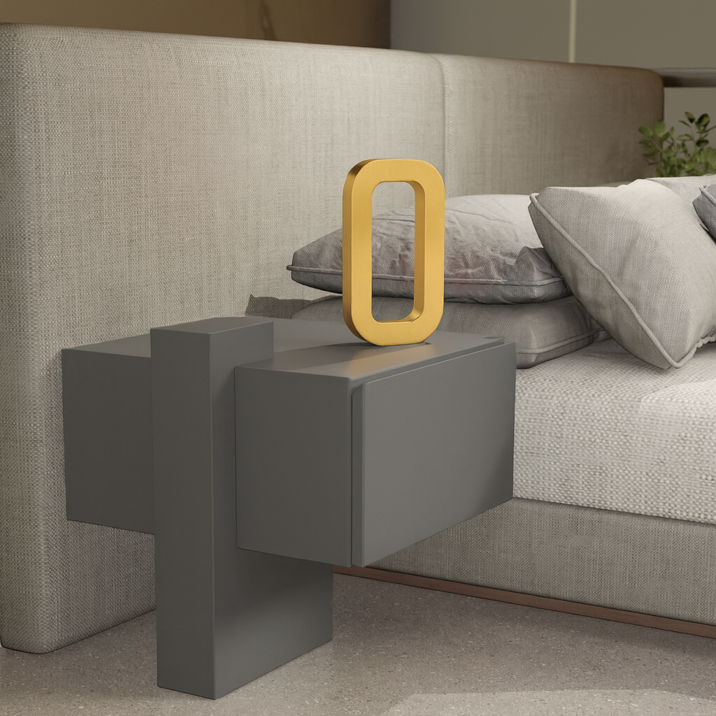 Gold Finish Handcrafted Wooden Oak Rotatable Rectangular Lamp