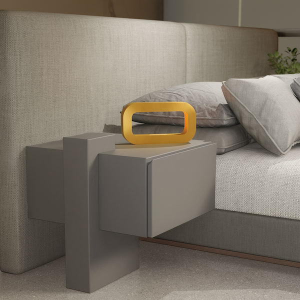 Gold Finish Handcrafted Oak Rotatable Rectangular Wooden Lamp