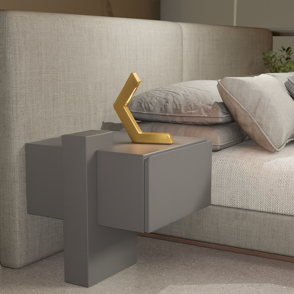 Gold Finish Handcrafted Oak Geometric LED Lamp