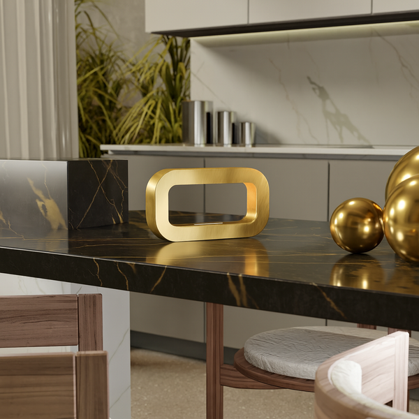 Gold Finish Handcrafted Oak Rotatable Rectangular Wooden Lamp