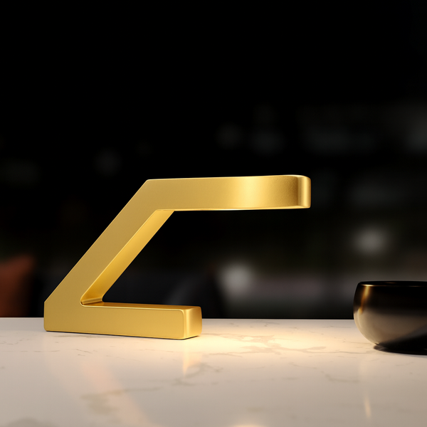 Gold Finish Handcrafted Oak Z-Shaped Lamp