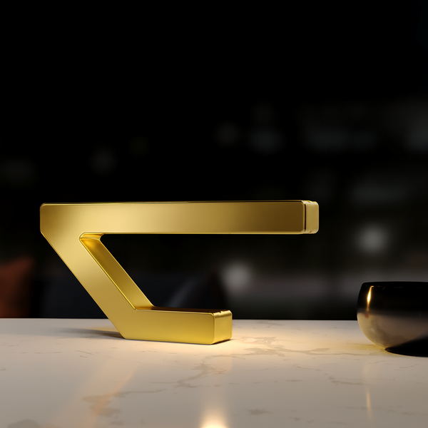 Gold Finish Handcrafted Oak Geometric Wooden Lamp