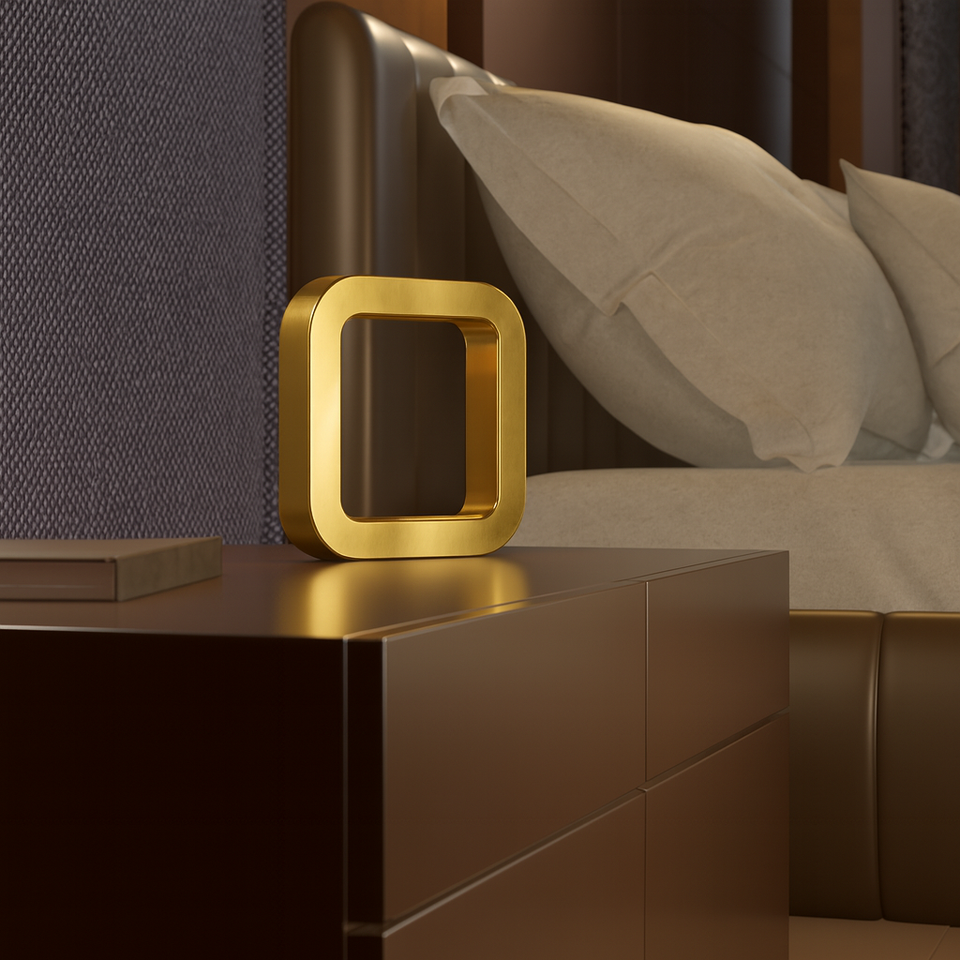 Handcrafted Gold Finish Oak Rotatable Square Wooden Lamp