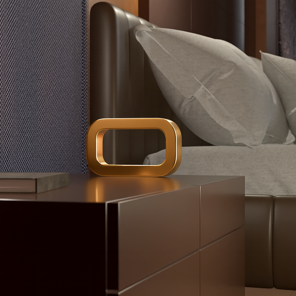 Gold Finish Handcrafted Oak Rotatable Rectangular Wooden Lamp