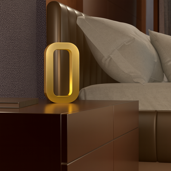 Gold Finish Handcrafted Wooden Oak Rotatable Rectangular Lamp