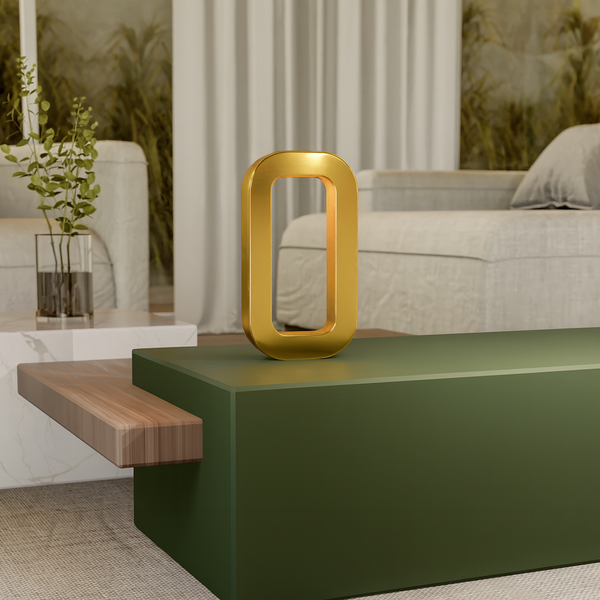 Gold Finish Handcrafted Wooden Oak Rotatable Rectangular Lamp