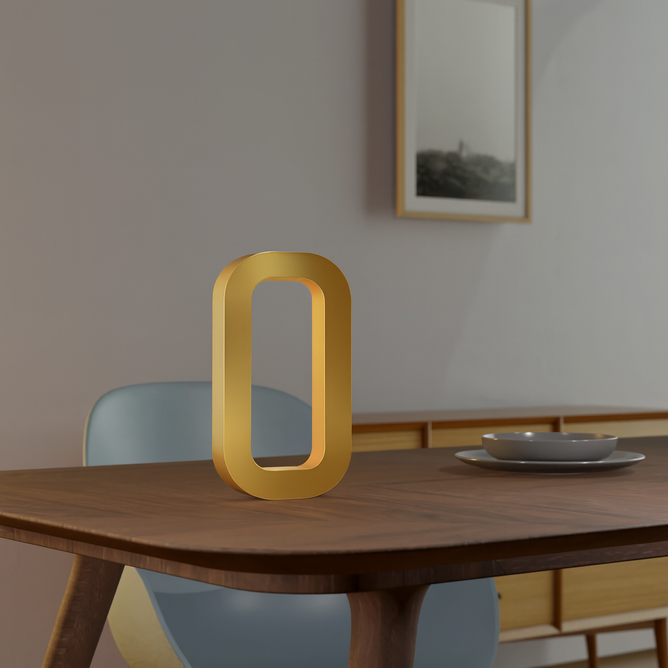 Gold Finish Handcrafted Wooden Oak Rotatable Rectangular Lamp