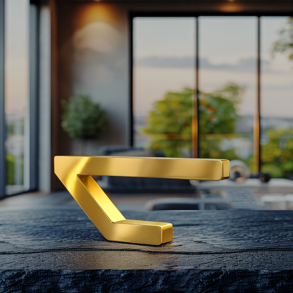 Gold Finish Handcrafted Oak Geometric Wooden Lamp