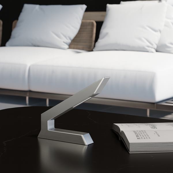 Silver Finish Handcrafted Oak Angular Wooden Lamp