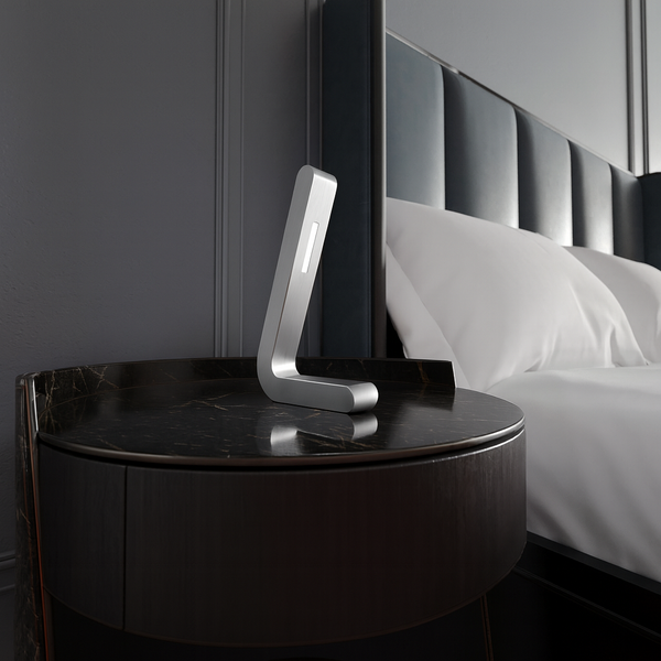 Silver Finish Oak Handcrafted L-Shaped Wooden Lamp