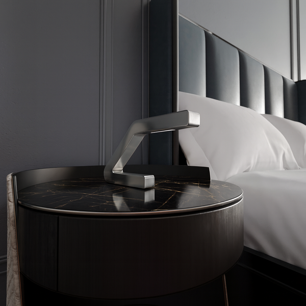 Silver Finish Handcrafted Oak Z-Shaped Lamp