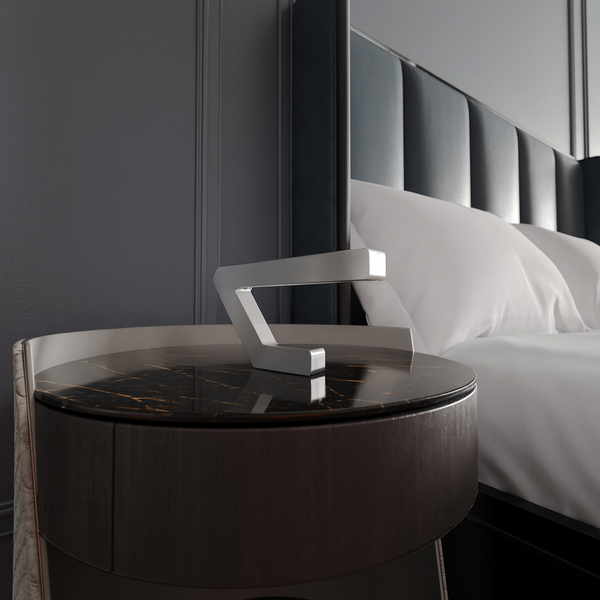 Silver Finish Handcrafted Oak Wooden Geometric Lamp