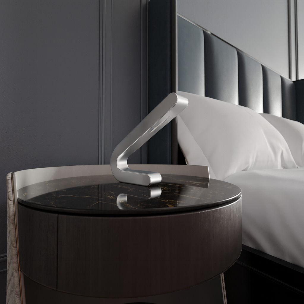 Silver Finish Handcrafted Oak Angled Wooden Lamp