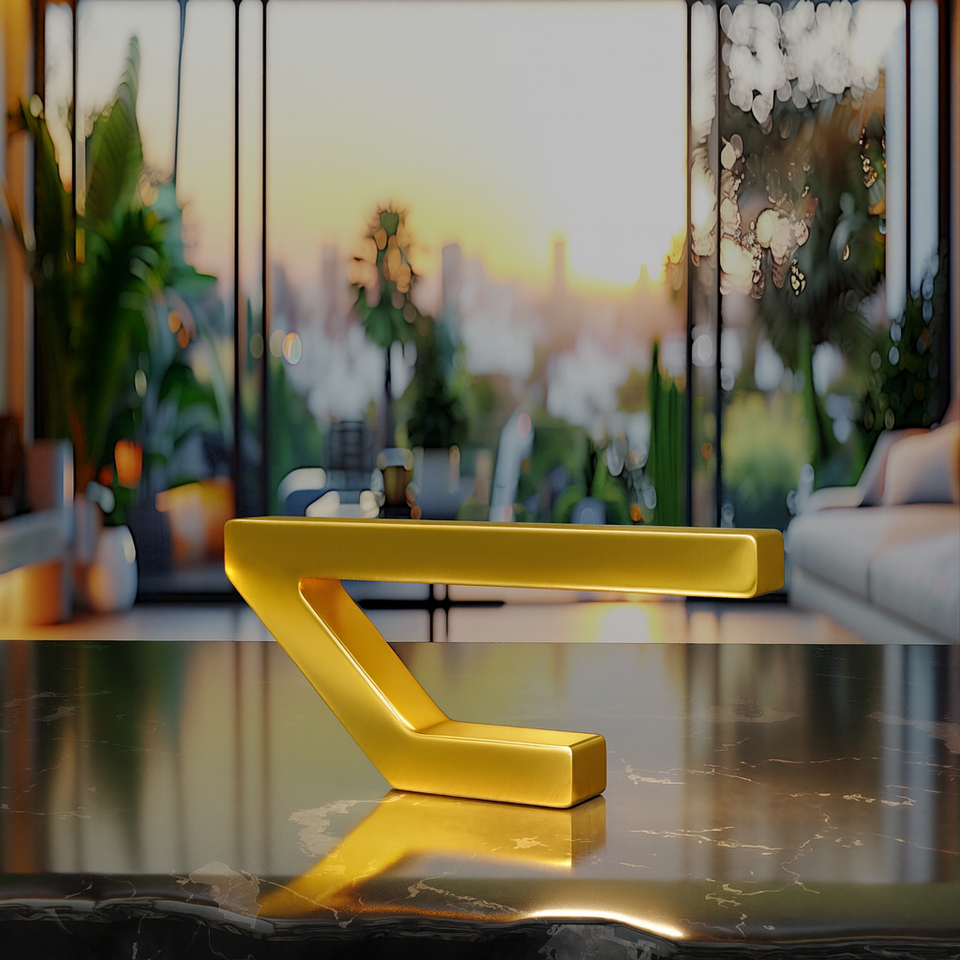 Gold Finish Handcrafted Oak Geometric Wooden Lamp