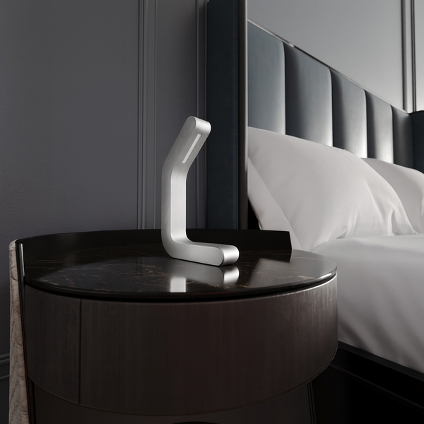 Silver Finish Handcrafted Oak Curved Wooden LED Lamp