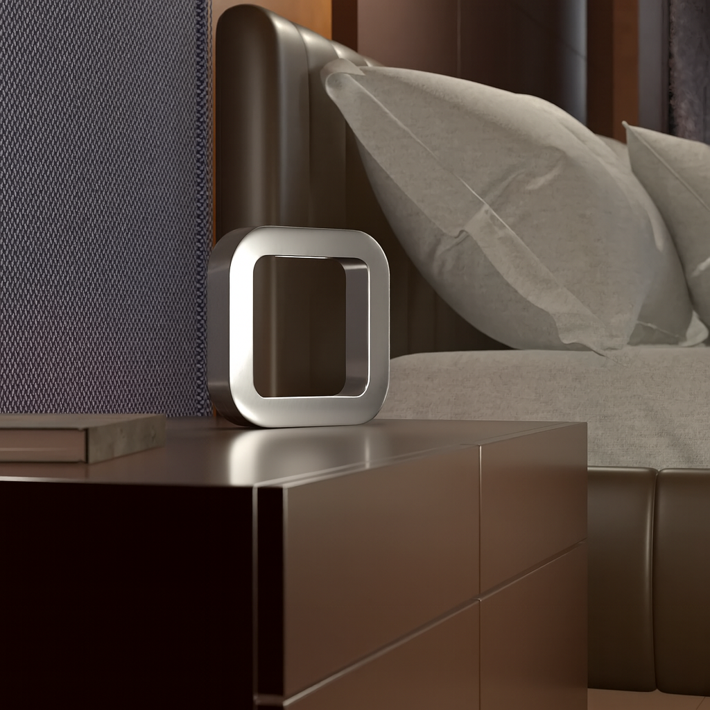 Silver Finish Handcrafted Oak Rotatable Square Wooden Lamp