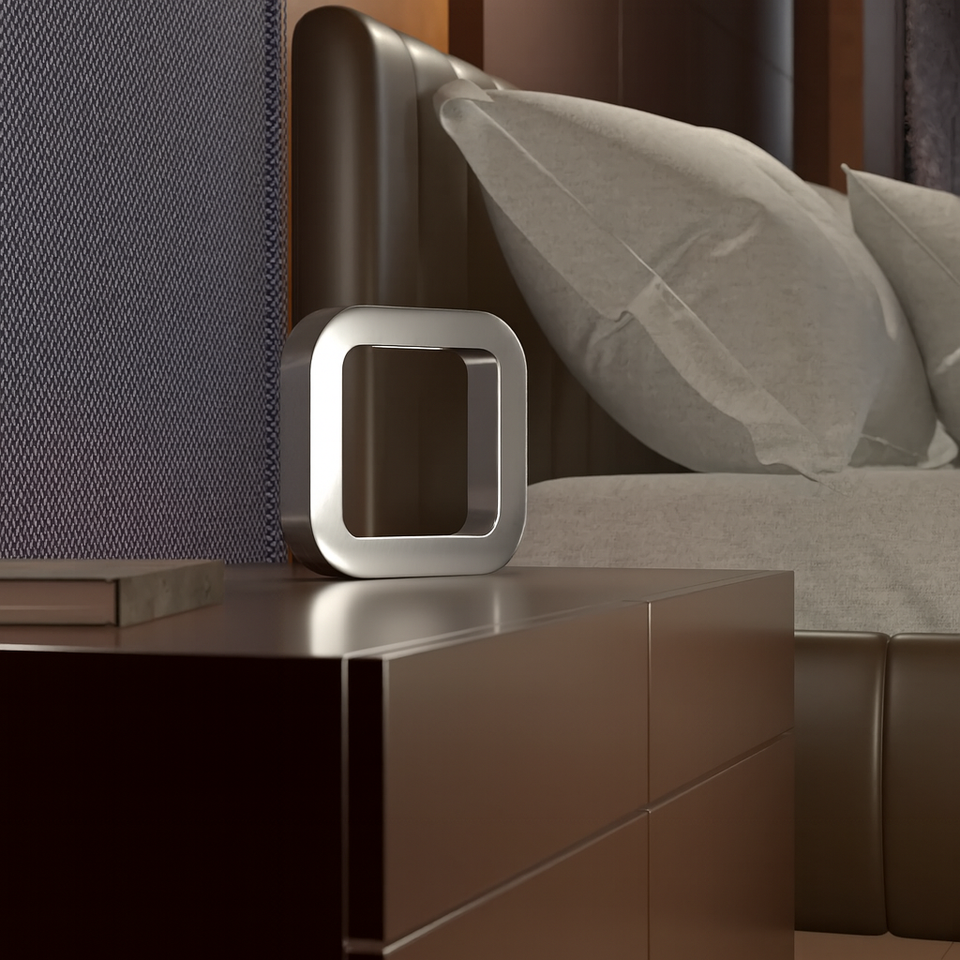 Silver Finish Handcrafted Oak Rotatable Square Wooden Lamp