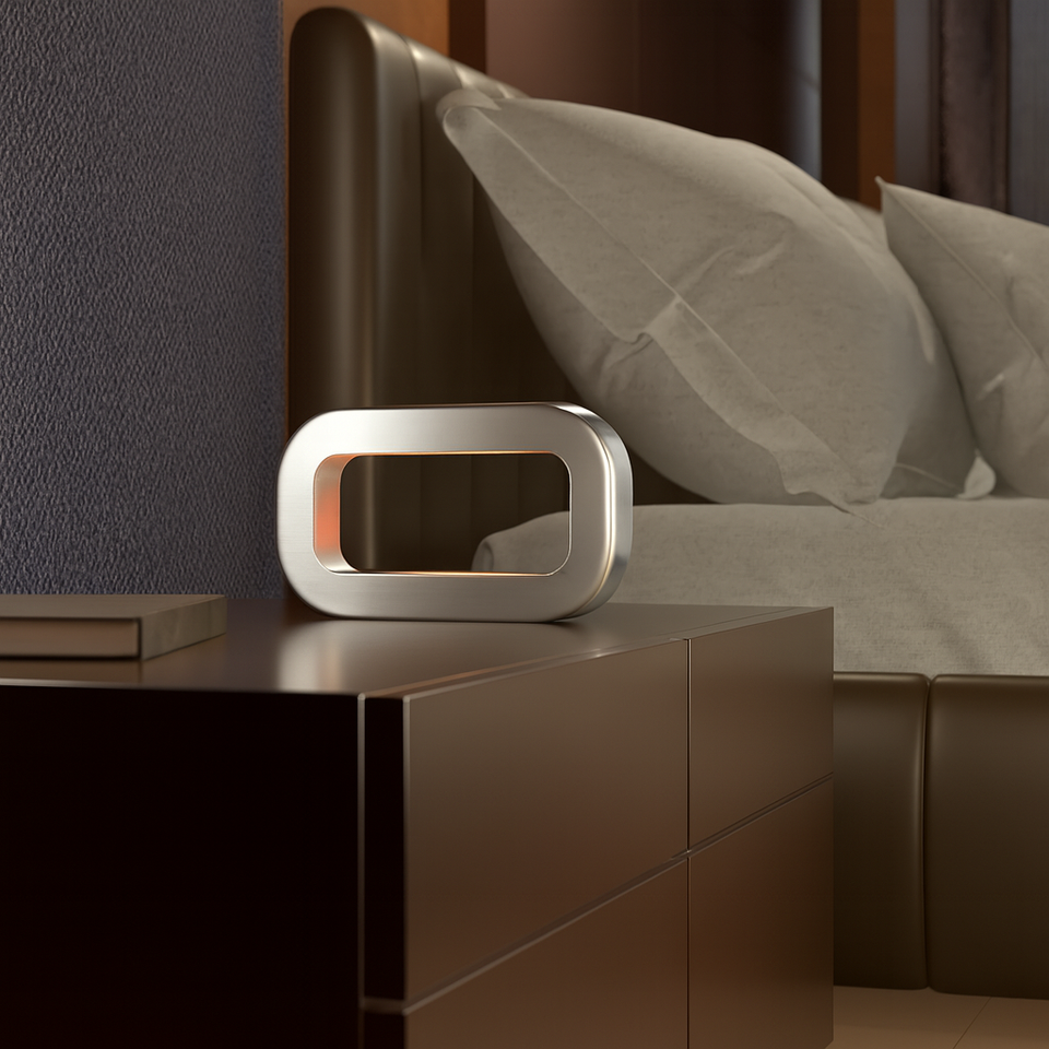 Silver Finish Handcrafted Oak Rotatable Rectangular Wooden Lamp