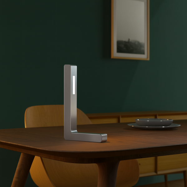 Silver Finish Oak L-Shaped Contemporary Wooden Lamp