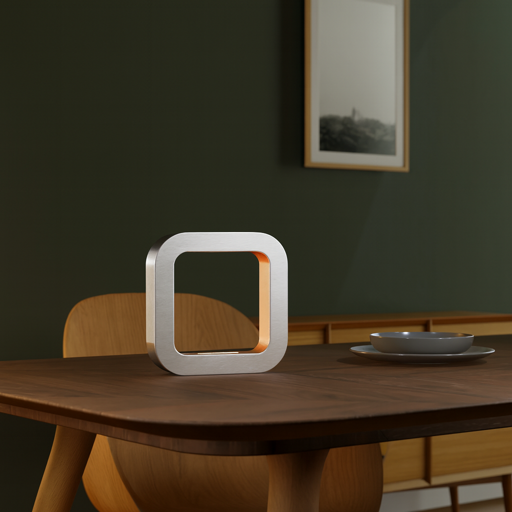 Silver Finish Handcrafted Oak Rotatable Square Wooden Lamp