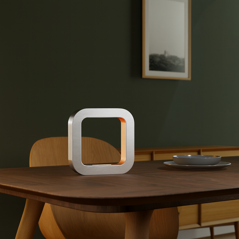 Silver Finish Handcrafted Oak Rotatable Square Wooden Lamp