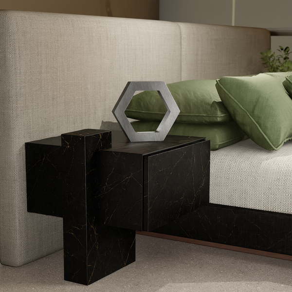 Silver Finish Handcrafted Oak Rotatable Hexagon Lamp