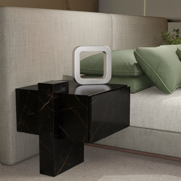 Silver Finish Handcrafted Oak Rotatable Square Wooden Lamp