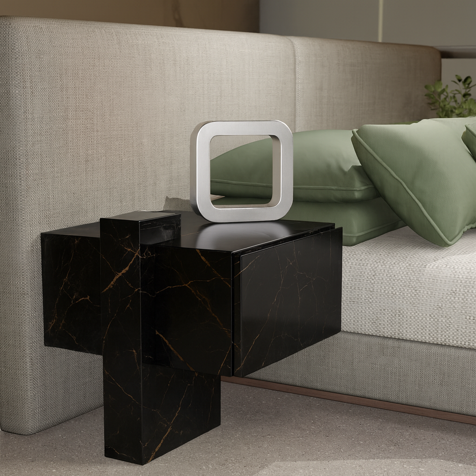 Silver Finish Handcrafted Oak Rotatable Square Wooden Lamp