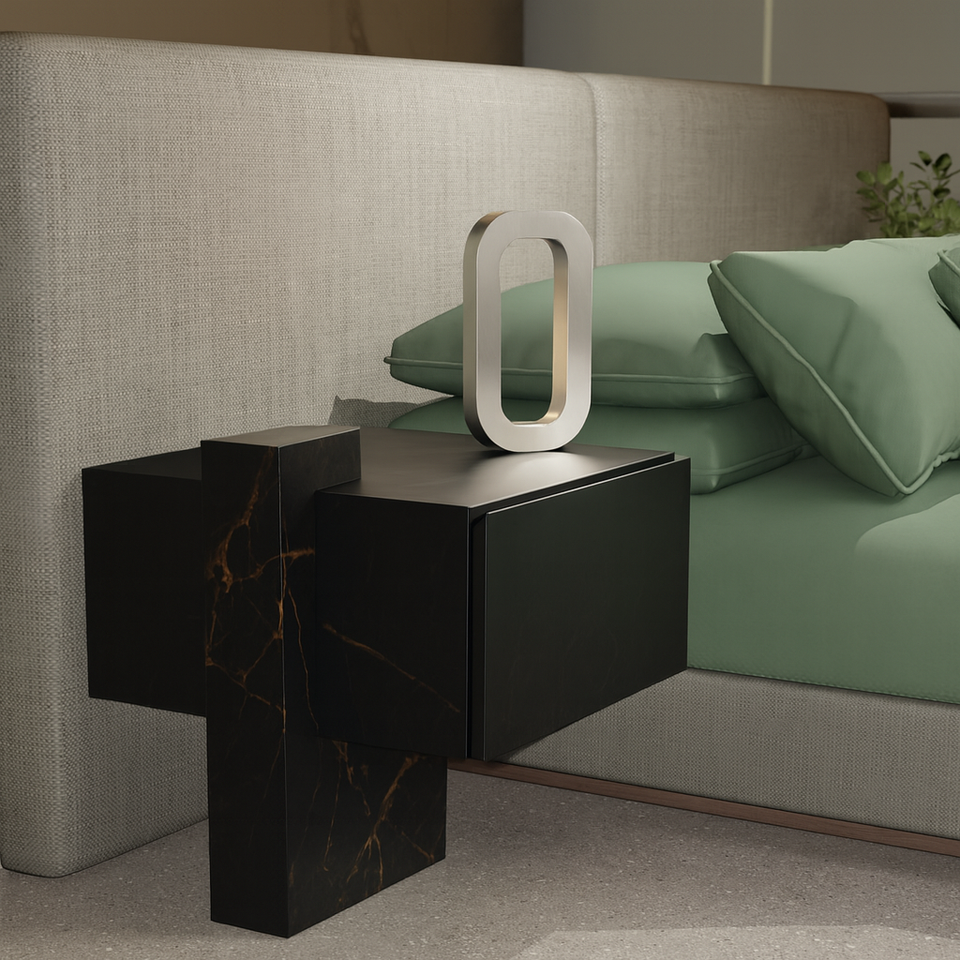 Silver Finish Handcrafted Wooden Oak Rotatable Oval Lamp